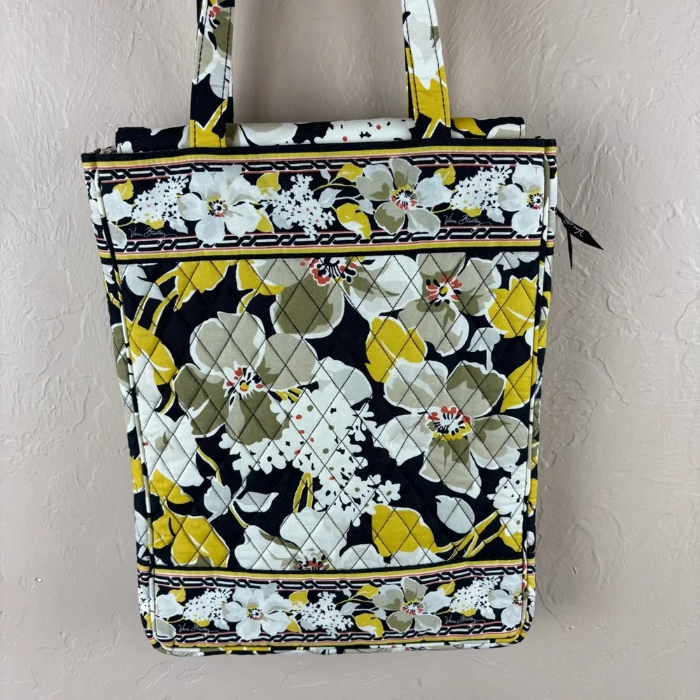Vera Bradley Yellow and Black Floral Tote Bag Laptop Checkpoint Friendly Travel